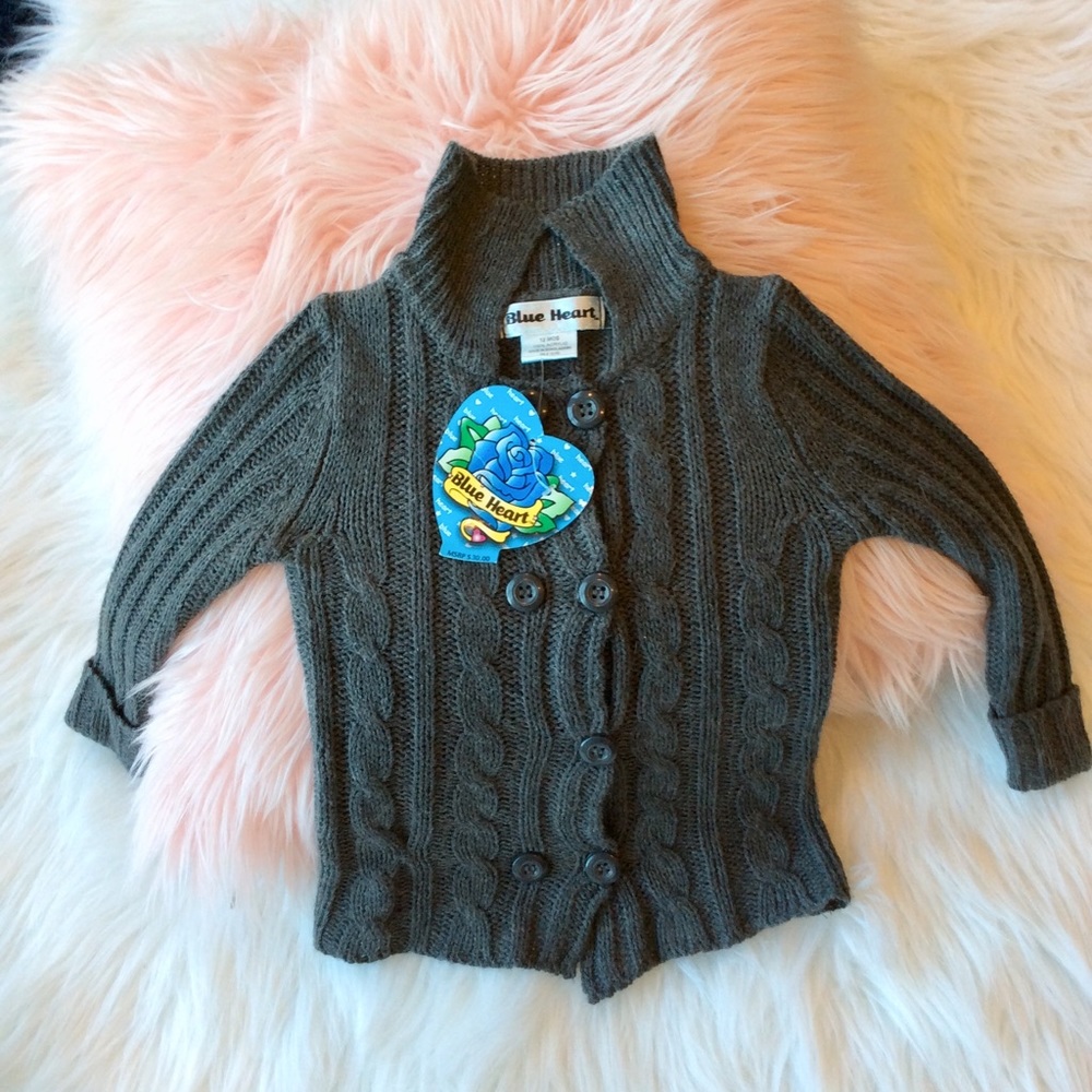 Sweater Baby Girl Cardigan size 12 months New Gray